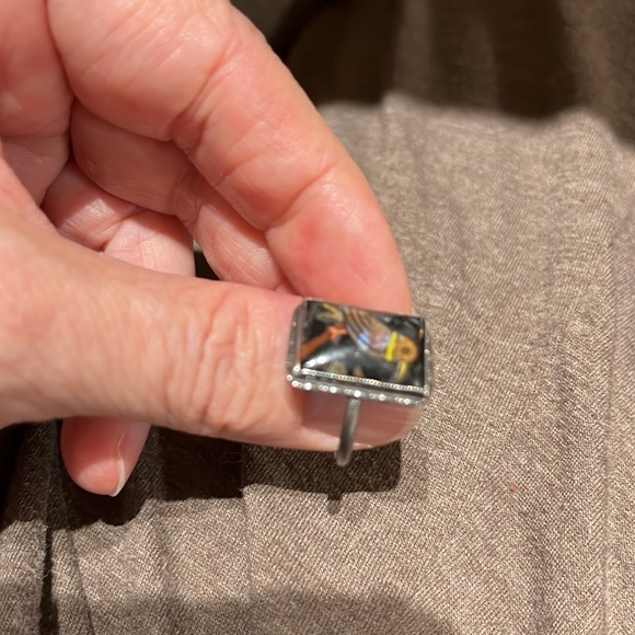 Thomas Mott kingfisher antique 1920s ring vintage rare 7 sterling silver marked - Picture 4 of 17